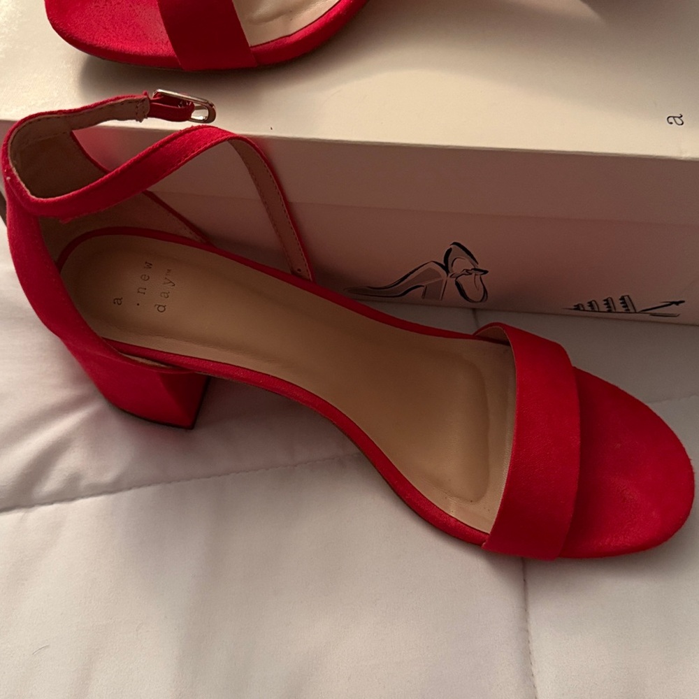 Red straps open toe heels (worn once) - Picture 2 of 7